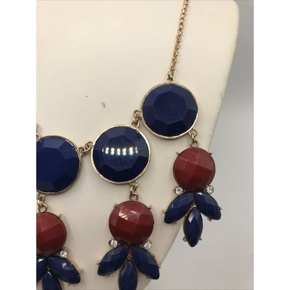 Simple Addiction‎ Necklace, Blue  RED Acrylic Faux Stones, Rhinestones cluster - Picture 4 of 7